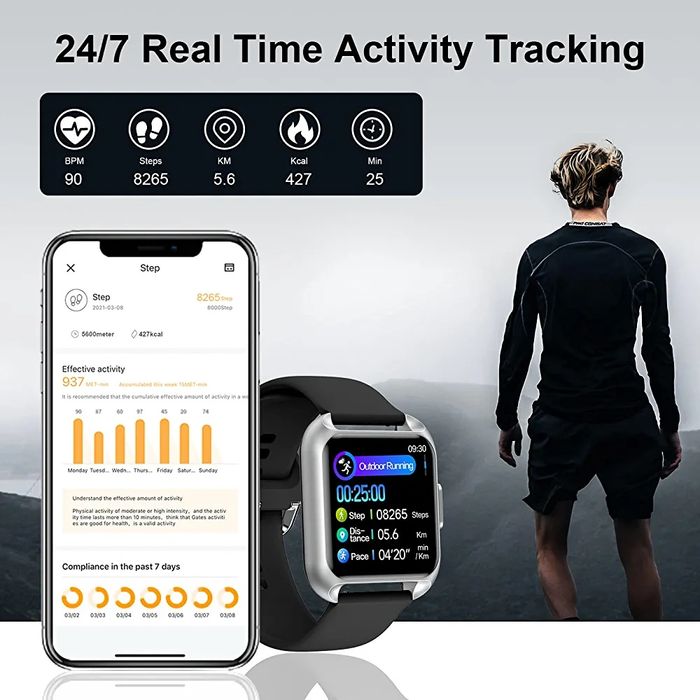 Novo! Relógio inteligente ECG T6 Smartwatch de atividade IP67
