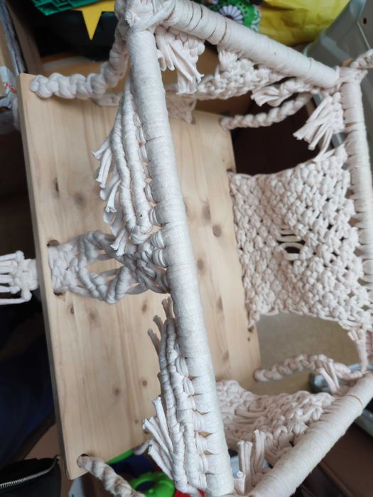 Baloiço macramé rosa bebé