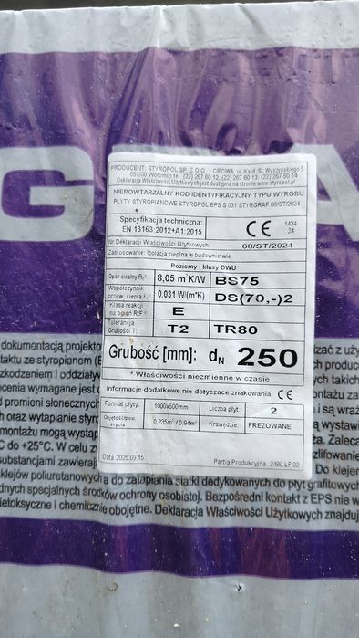 Styropian elewacyjny grafitowy EPS S 031 Styropol grubość 25 cm