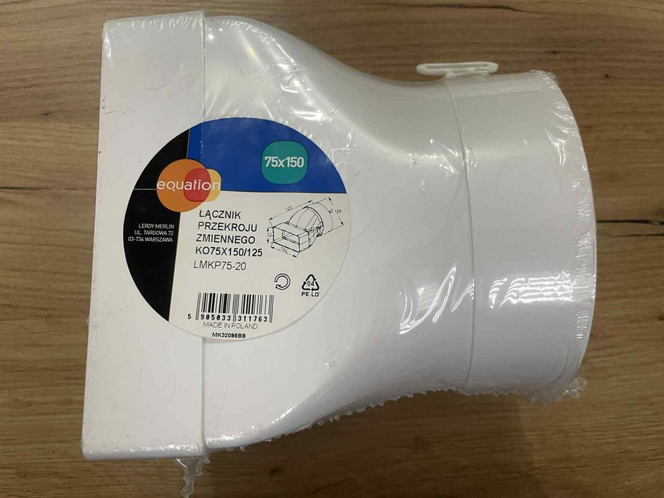 Kanał wentylacyjny płaski 75x150 1 m + łącznik przekroju zm. 75x150