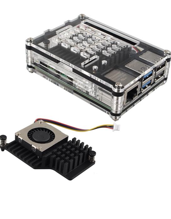 Przezroczysta Obudowa Akrylowa z Wentylatorem i Radiatorami do Raspber