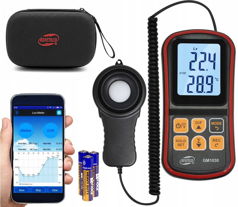 Luksomierz Miernik Z Sondą Światłomierz Bluetooth