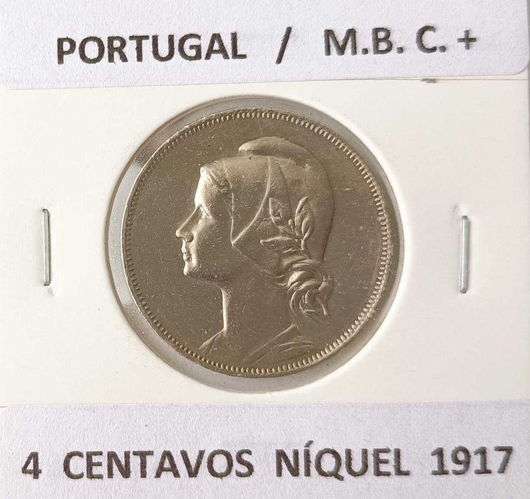 2 Coins of 4 Centavos from the First Portuguese Republic (Annual Nickel Issue)