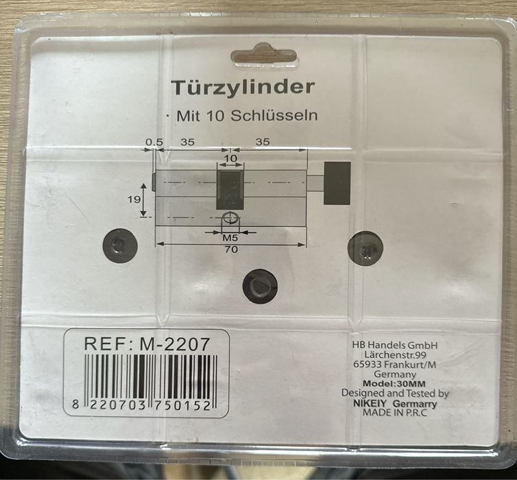 Zestaw 4 wkładek do zamka z gałką NIKEY 35/35, system jednego klucza