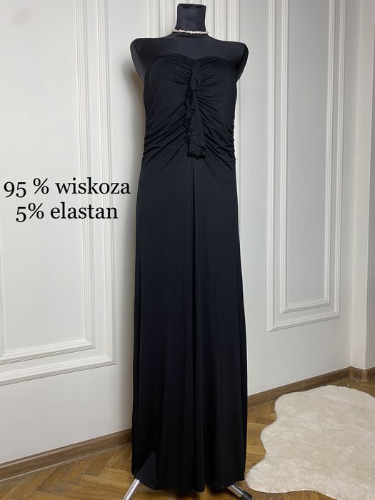 Sukienka długa maxi czarna odkryte plecy 42 XL Next wiskoza luźna