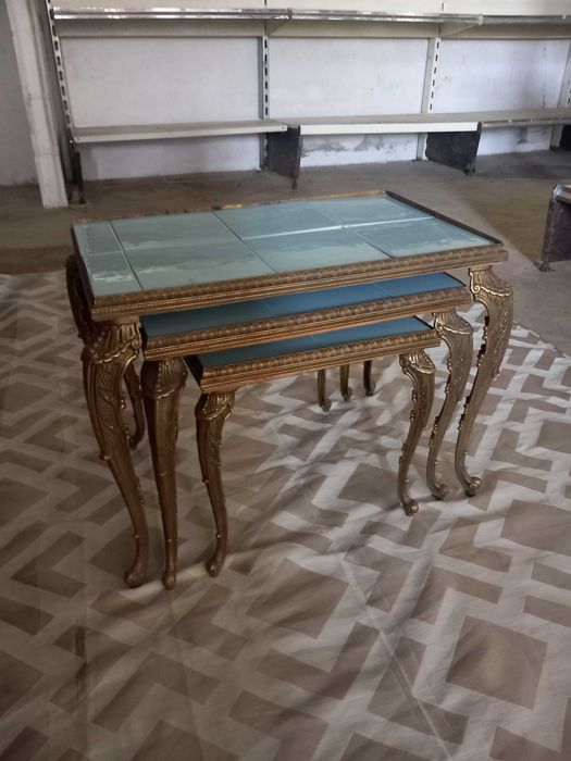 Hollywood Regency Nesting Tables in Old Bronze, 1960s, Set of 3