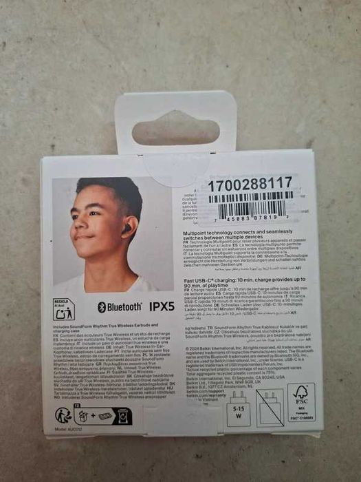 Auriculares pretos, SoundForm Rhythm, True Wireless, Belkin