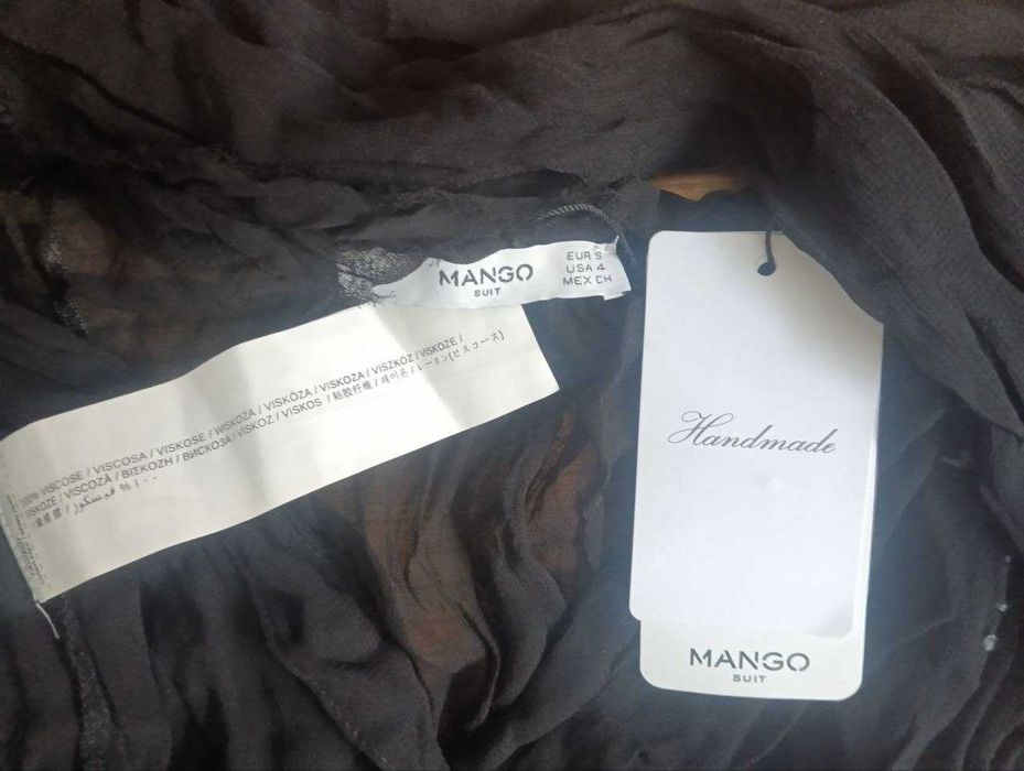 Блуза Mango нова шифонова, блузка чёрная р.44-46 оверсайз, EUR S-M