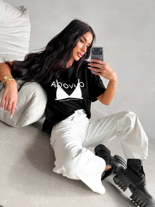 O la voga bluzka t-shirt brafitti czarna