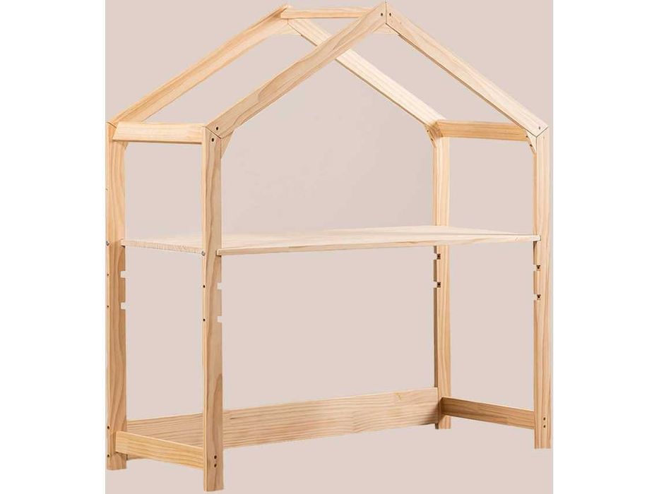 Cama + Secretária Infantil em Madeira – Cabaninha (NOVO / SEM USO)