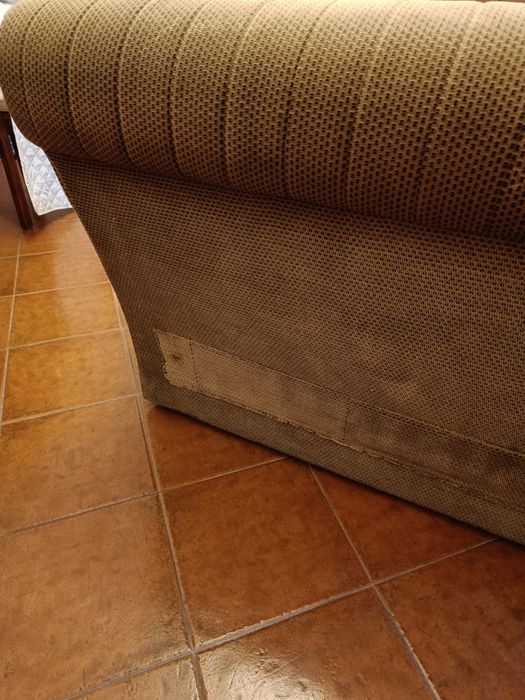 Sofá-Cama 3 Lugares Castanho em Tecido