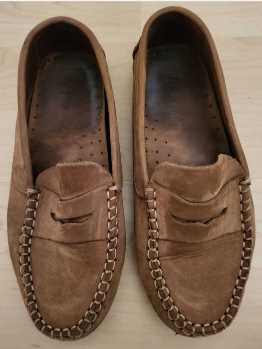 Mocassins de pele genuina castanhos, tamanho 33
