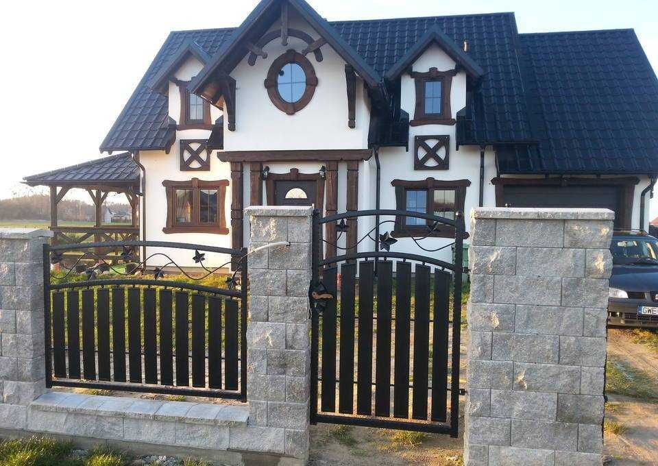 Brama wjazdowa wzór 1 sztachetki Nowoczesna panele proszkowo
