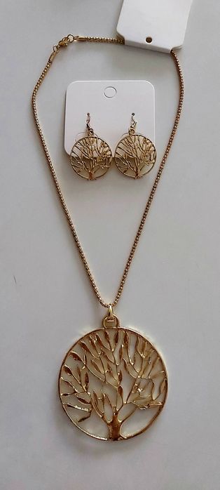 Conjunto, colar e brincos, com a árvore da vida