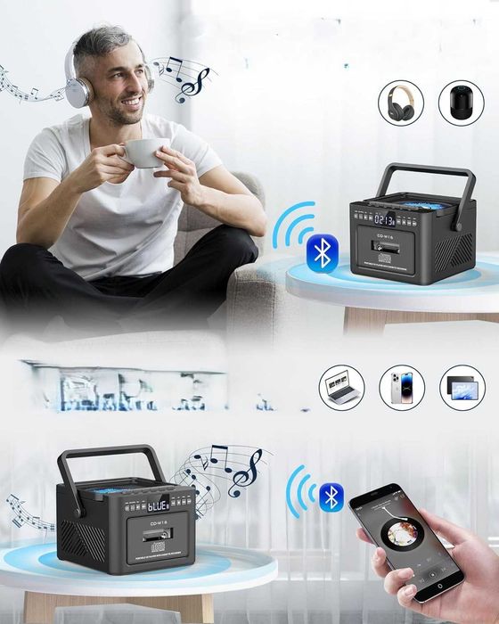 Boombox CD kasety Bluetooth radio FM USB AUX