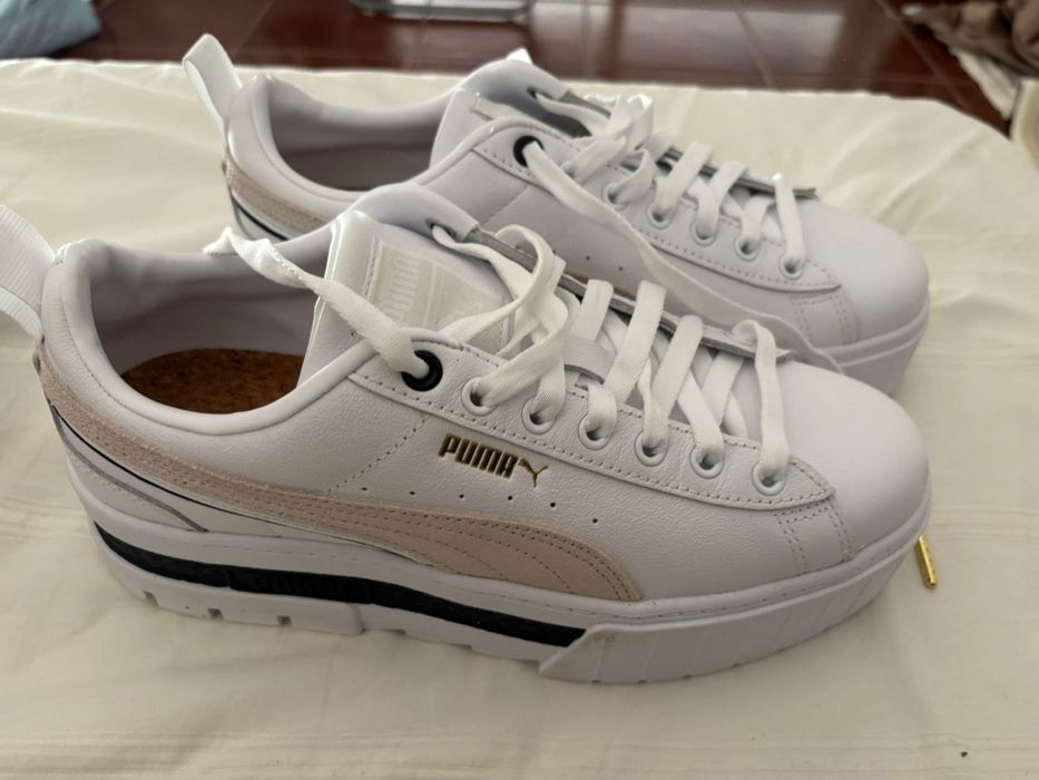 Ténis Puma Mayze Classics Feminino Branco Dourado Novo Original