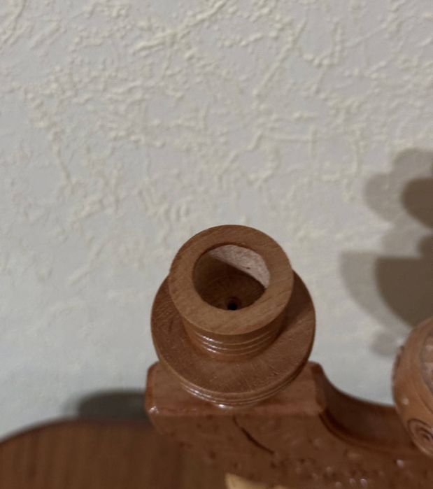 Дерев'яний канделябр на 3 свічки, різьблений підсвічник з дерева, 33 с