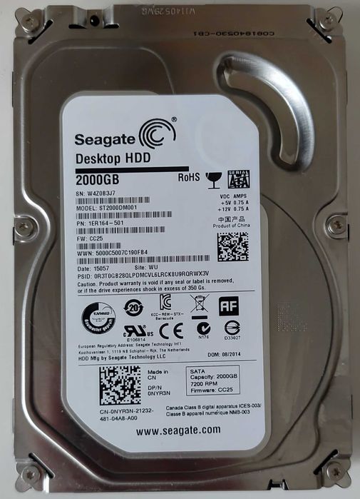 Dysk twardy 2TB E Seagate desktop Hdd ST2000DM001 monitoring komputer 7200obr