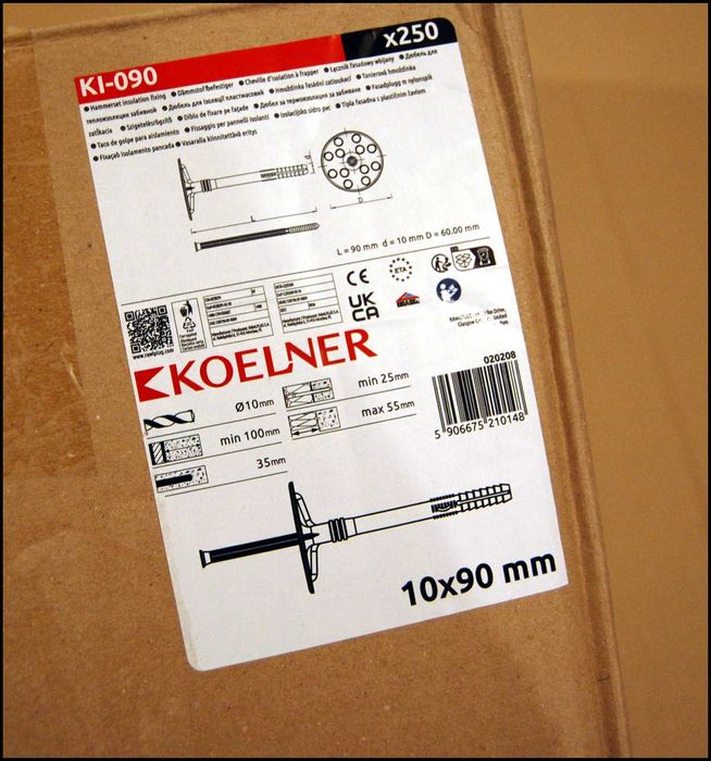 Kołki do izolacji / dyble / styropianu / wełny / Koelner 10x90