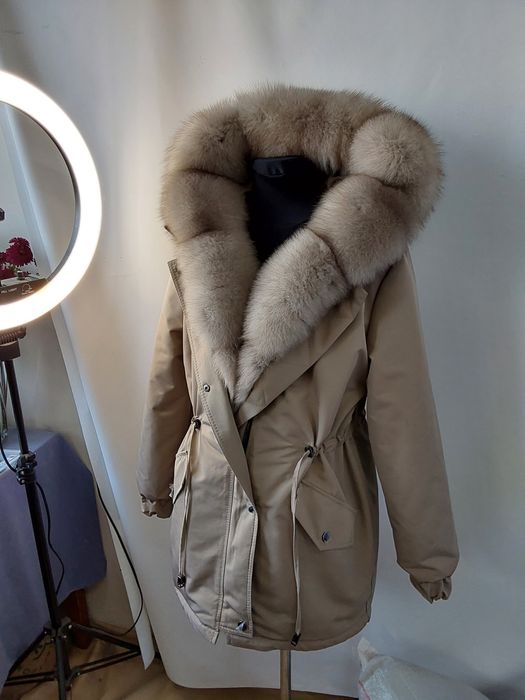 Жіноча парка, куртка з фінським песцем під соболь, розміри 42-60