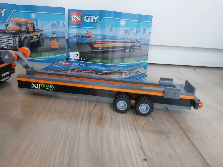 Lego City 60085 motorówka, auto terenowe z przyczepą
