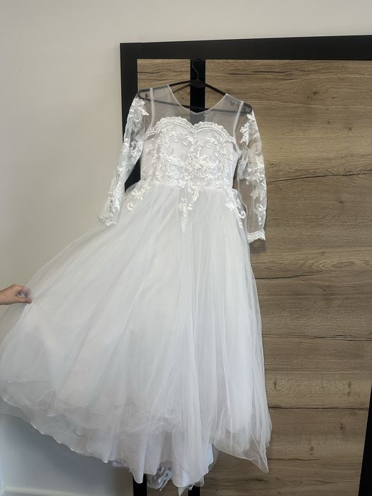 Suknia biala r 160 plus bolerko