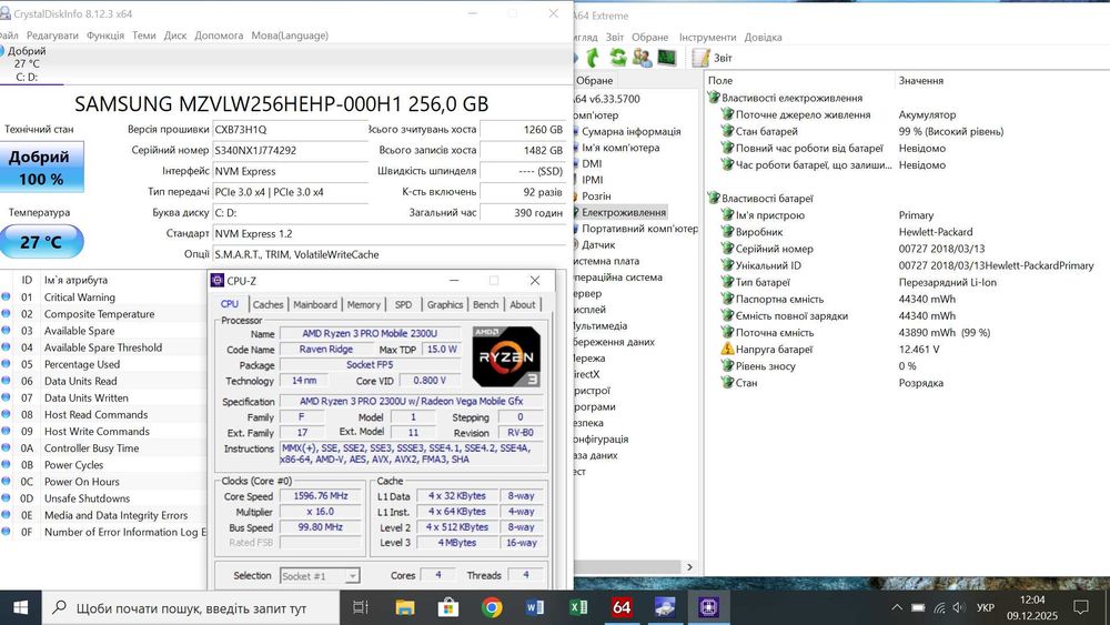 HP EliteBook 745 g7 14" FHD Ryzen 3 PRO 2300U 16GB RAM SSD 256gb