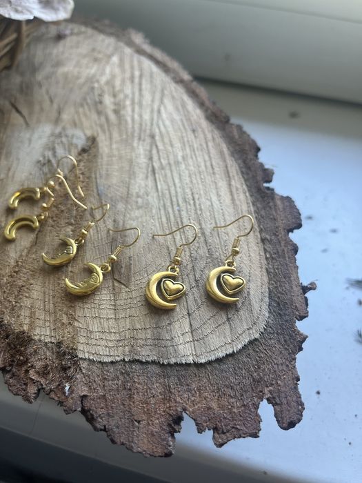 Zestaw kolczyki księzyce witch moon kolor złoty fairy alternative