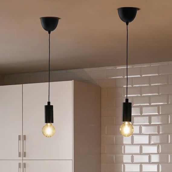 Candeeiro suspenso de cabo c/ marmore preto IKEA