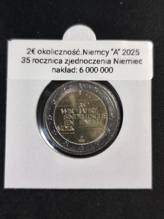 Moneta okolicznościowa 2 euro Niemcy A 2025 r.