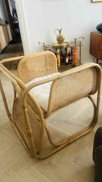 Fotel rattanowy z poduszka