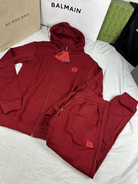 Dres męski komplet Hugo Boss bordo bluza spodnie nowy premium
