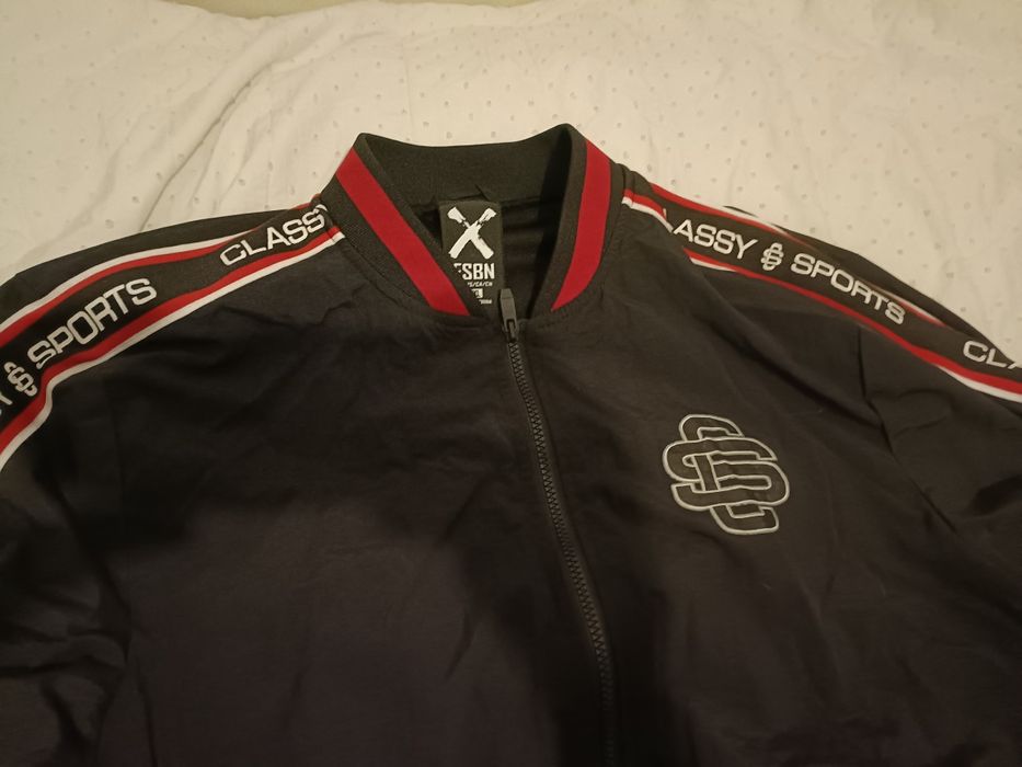 Kurtka FSBN XXL bomber sportowa czarna czerwone lampasy