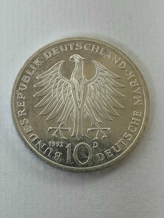 Alemanha 10 Marcos 1992-D, A.HUMBOLDT - ORDEN POUR LE MERITE, prata
