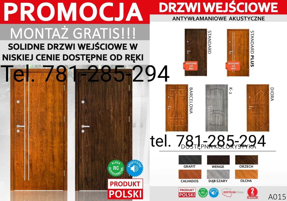 Drzwi ZEWNĘTRZNE -wewnętrzne WEJŚCIOWE drewniane i metalowe z MONTAŻEM