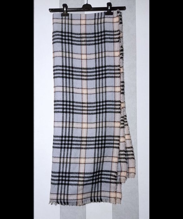 Pastelowy w kratę ciepły wełniany szalik długi szal House