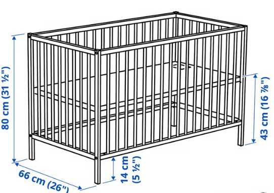 Cama/Berço SNIGLAR Ikea 60x120cm e colchão PLUTIGG Ikea