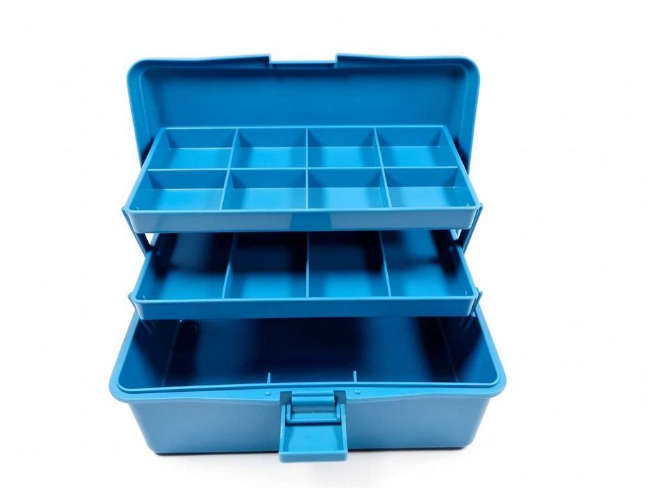 C278 Pudełko Organizator Na Kosmetyki Nici Hobby Storage Box Metallic Turkusowy Walizka Rozkładana Z Przegródkami Organizer Plastikowy Skrzynka