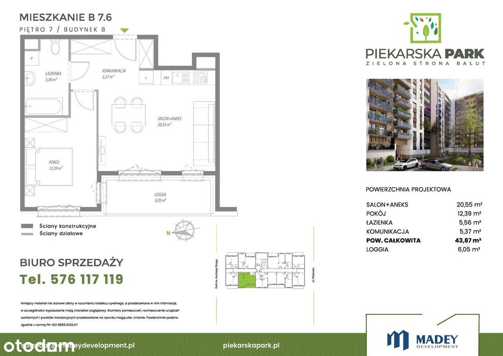 2-pokojowe mieszkanie 43m2 + loggia Bez Prowizji