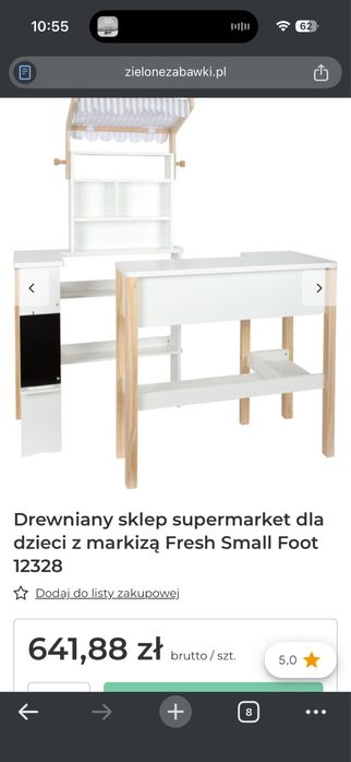 Drewniany sklep supermarket dla dzieci z markizą Fresh Small Foot