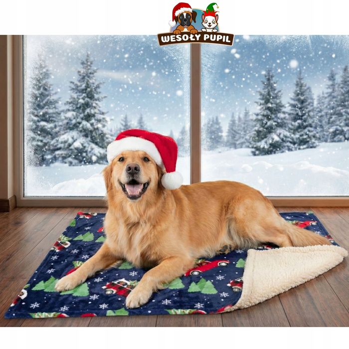 Legowisko Świąteczne Dla Psa z Barankiem 150x100cm - Wysoka Jakość