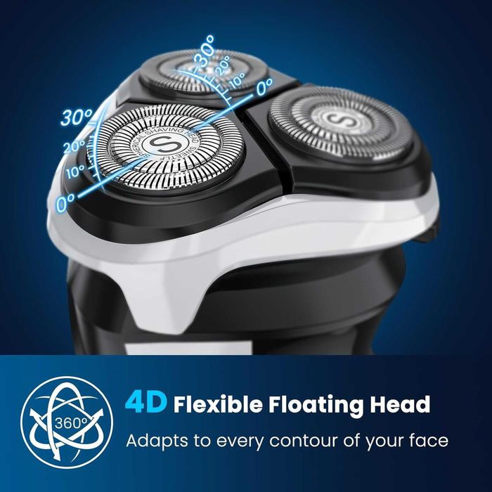 Elektryczna golarka męska na mokro i sucho, trymer do brody, czarna