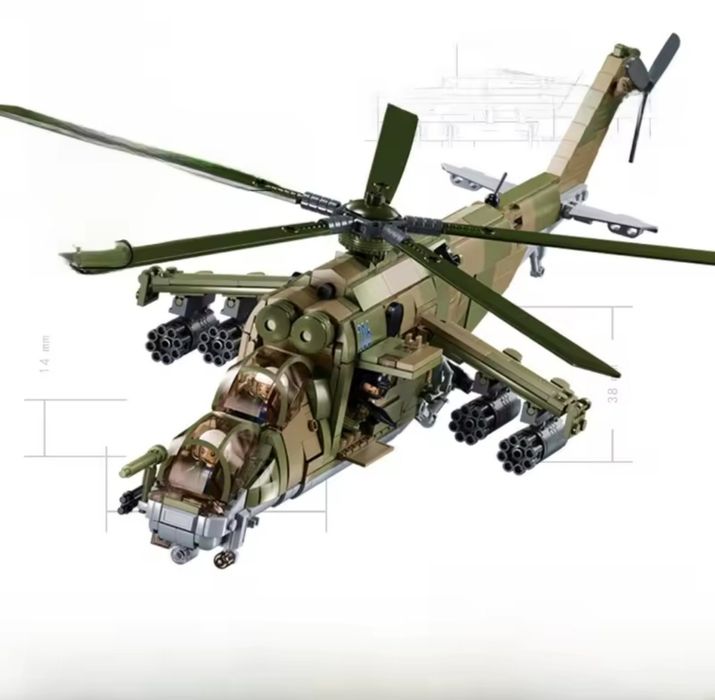 Конструктор вертолёт МИ 24 Детский Лего  893 шт Sluban военный самолет