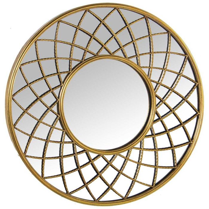 Espelho de parede redondo em Metal dourado