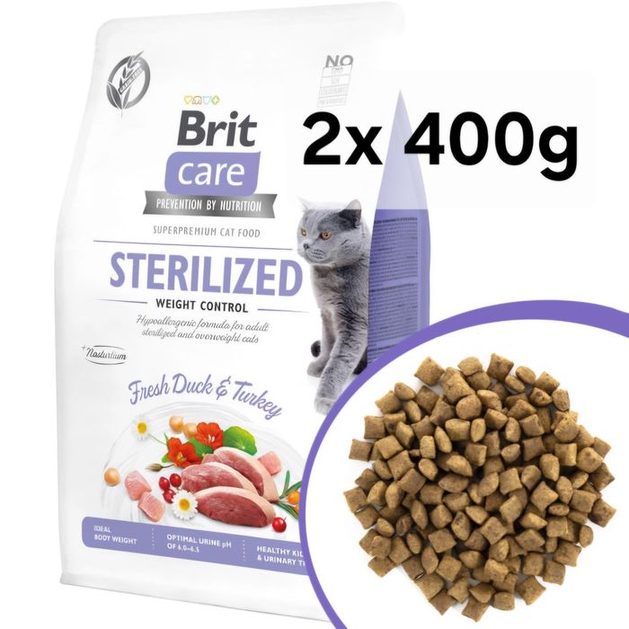 Brit Care 2x 400g Weight Control Sterilized Pokarm Kot Sterilised Cat