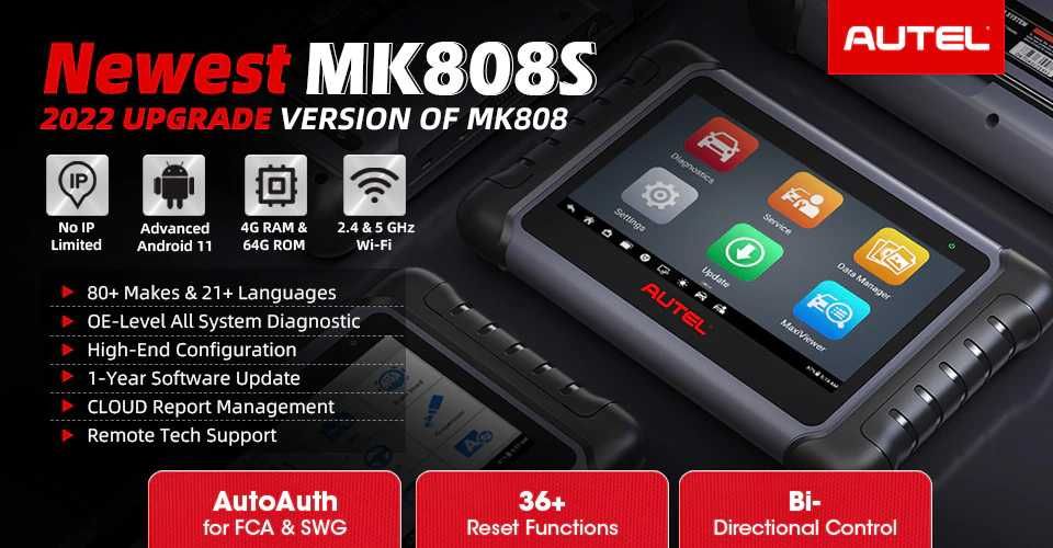 Autel MaxiCOM MK808S Máquina Diagnóstico Original PT/Oficinas NOVO
