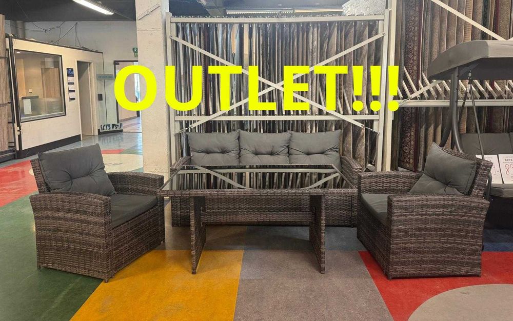 OUTLET! Duży Komplet Mebli Ogrodowych Technorattanowych Szary Premium