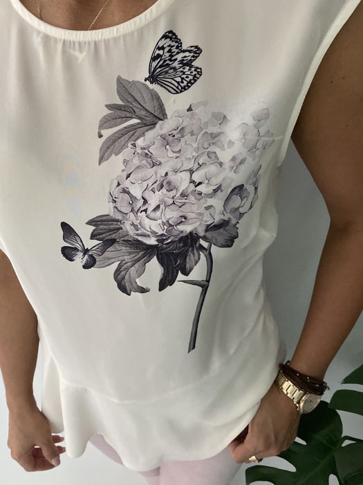 Bluzka z baskinką ZARA  S 36 kremowa