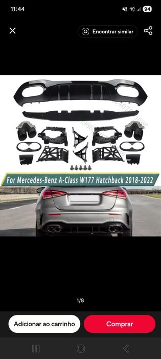 Difusor traseiro mercedes classe A 2018 w177 amg  carbono