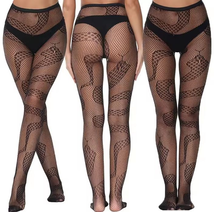 Трендовые ажурные эротические колготы колготки сетка змея